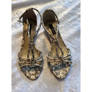 Ruby & Bloom Womens Size 6M Snakeskin Cork Wedge Sandals Leather Strappy